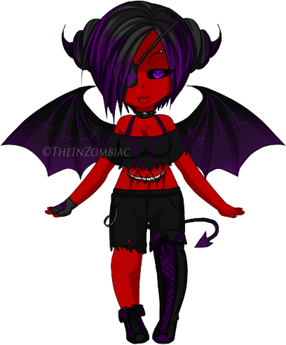 Demon Girl Adopt Open By Theinzombiac - Cartoon (408x492)