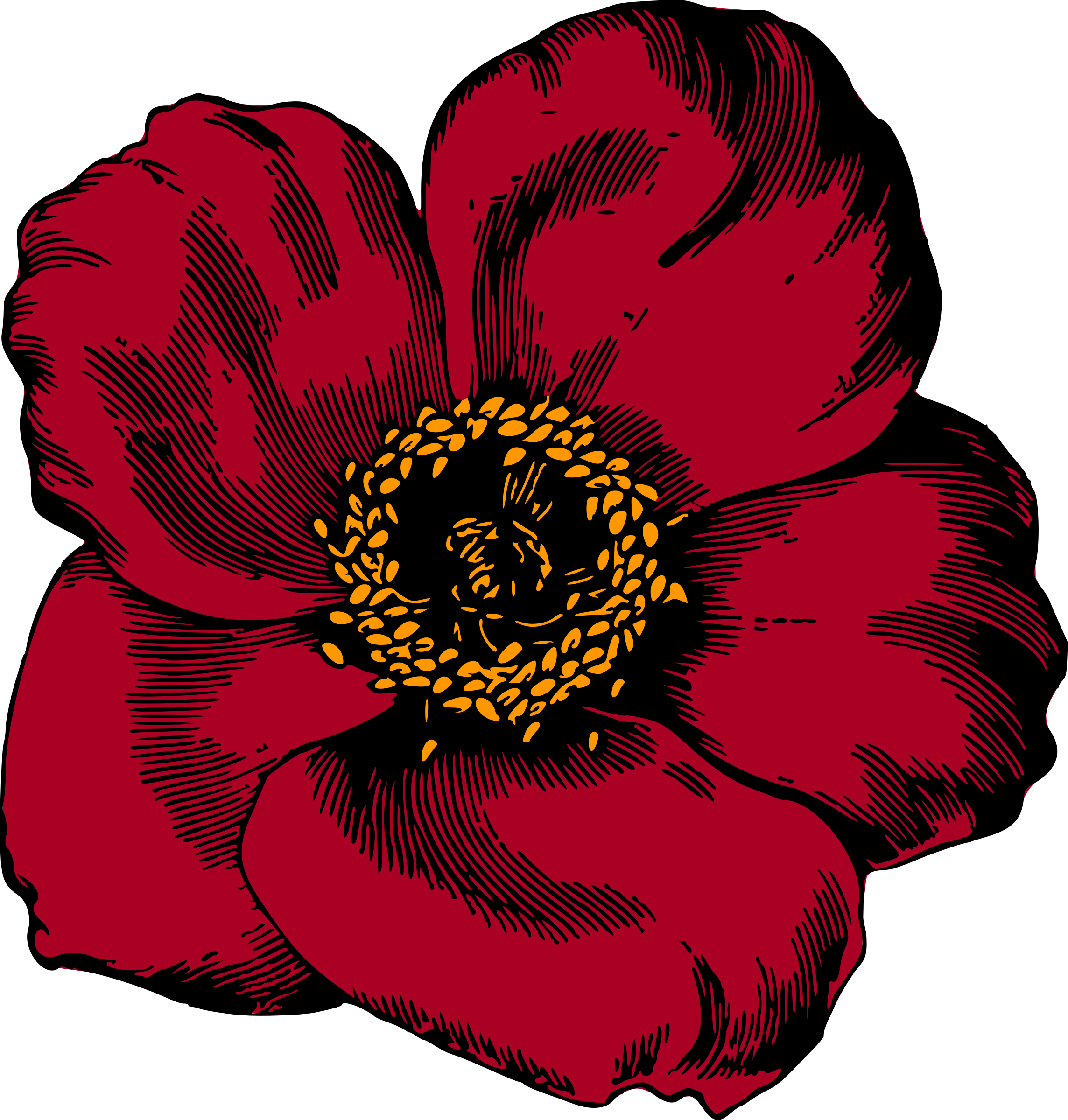 Red Flower Clipart Red Colour - Red Flowers Png (2288x2400)