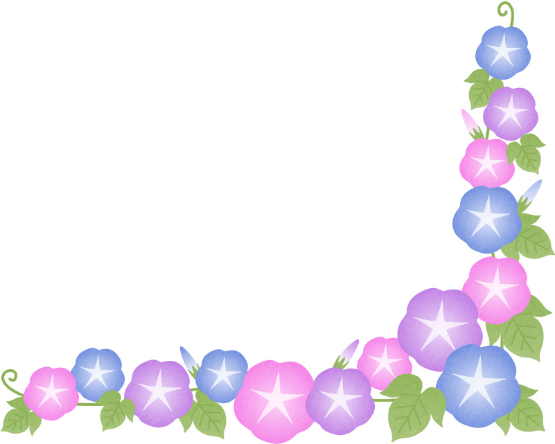 朝顔 あさがお の花のコーナーフレーム枠イラスト 7 月 花 イラスト 800x800 Png Clipart Download