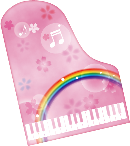 ピアノと桜 虹のイラスト【透過png、jpeg】 - Piano (500x500)