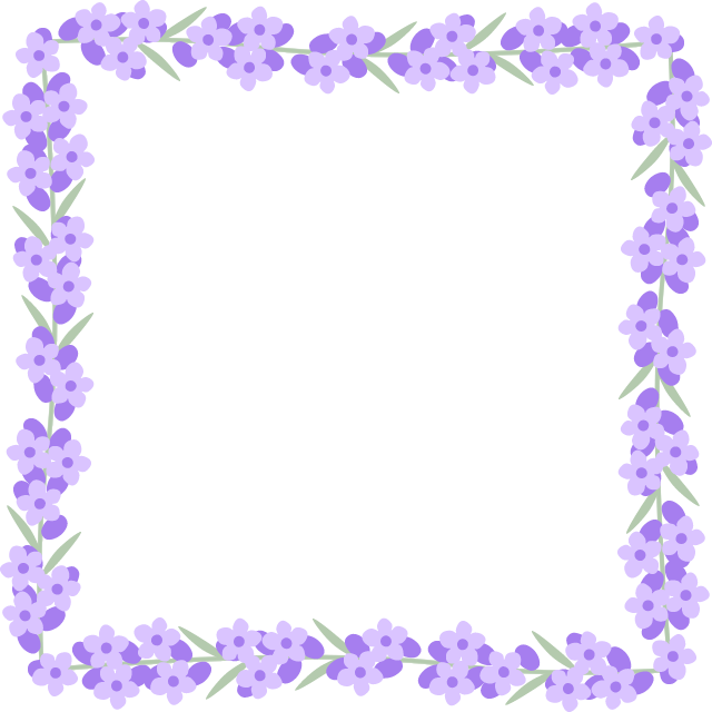 ラベンダーの花のフレーム囲み枠イラスト＜正方形＞ - Illustration (640x640)