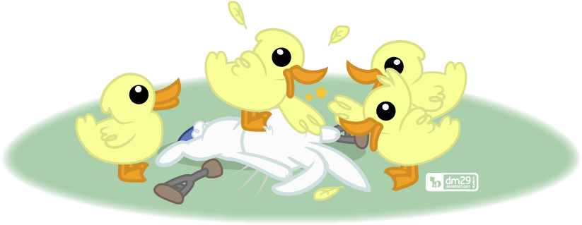 A Bunch Of Baby Ducks, Angel Bunny, Artist - My Little Pony: Friendship Is Magic (840x360)