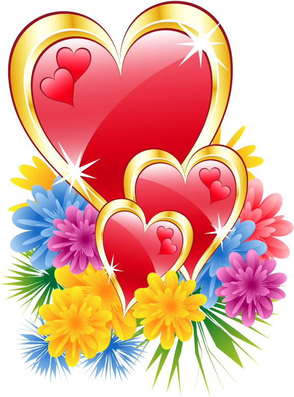 Hearts Clipart Flower Heart - Flower Hearts Png (595x792)