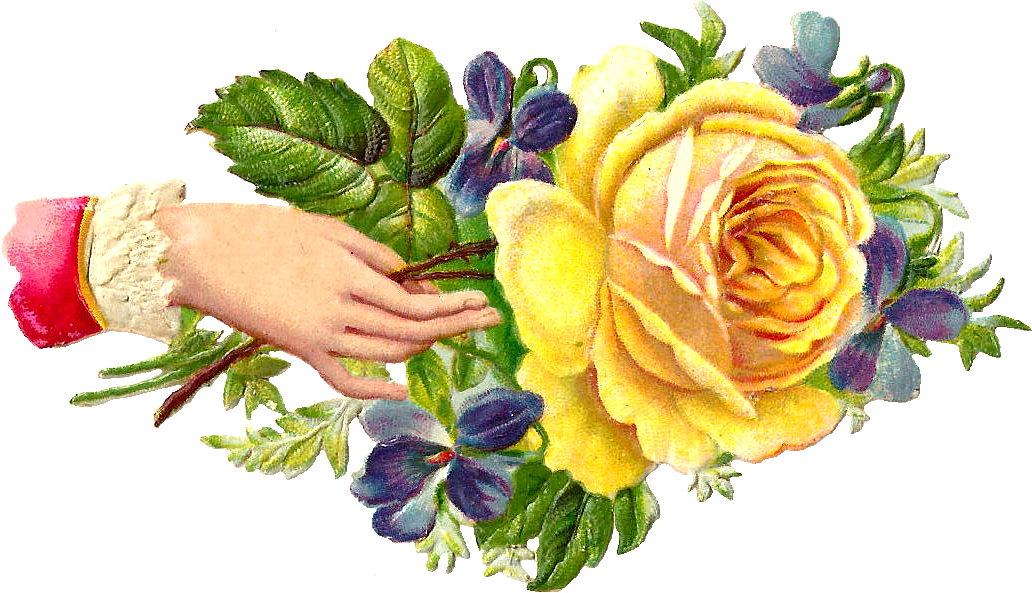 Decorative Victorian Rose Clip Art - Welcome Hands With Flowers (1197x751)