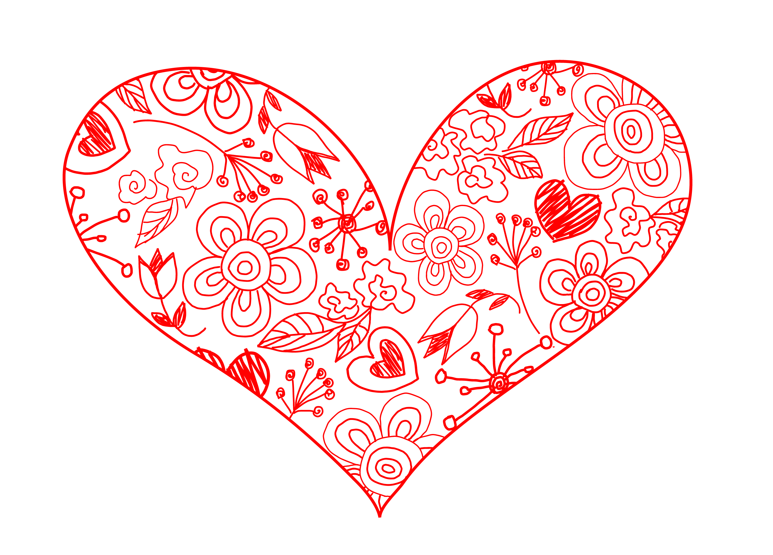 Hearts Clipart Pretty Heart - Adult Valentines Day Coloring Pages (2690x1931)