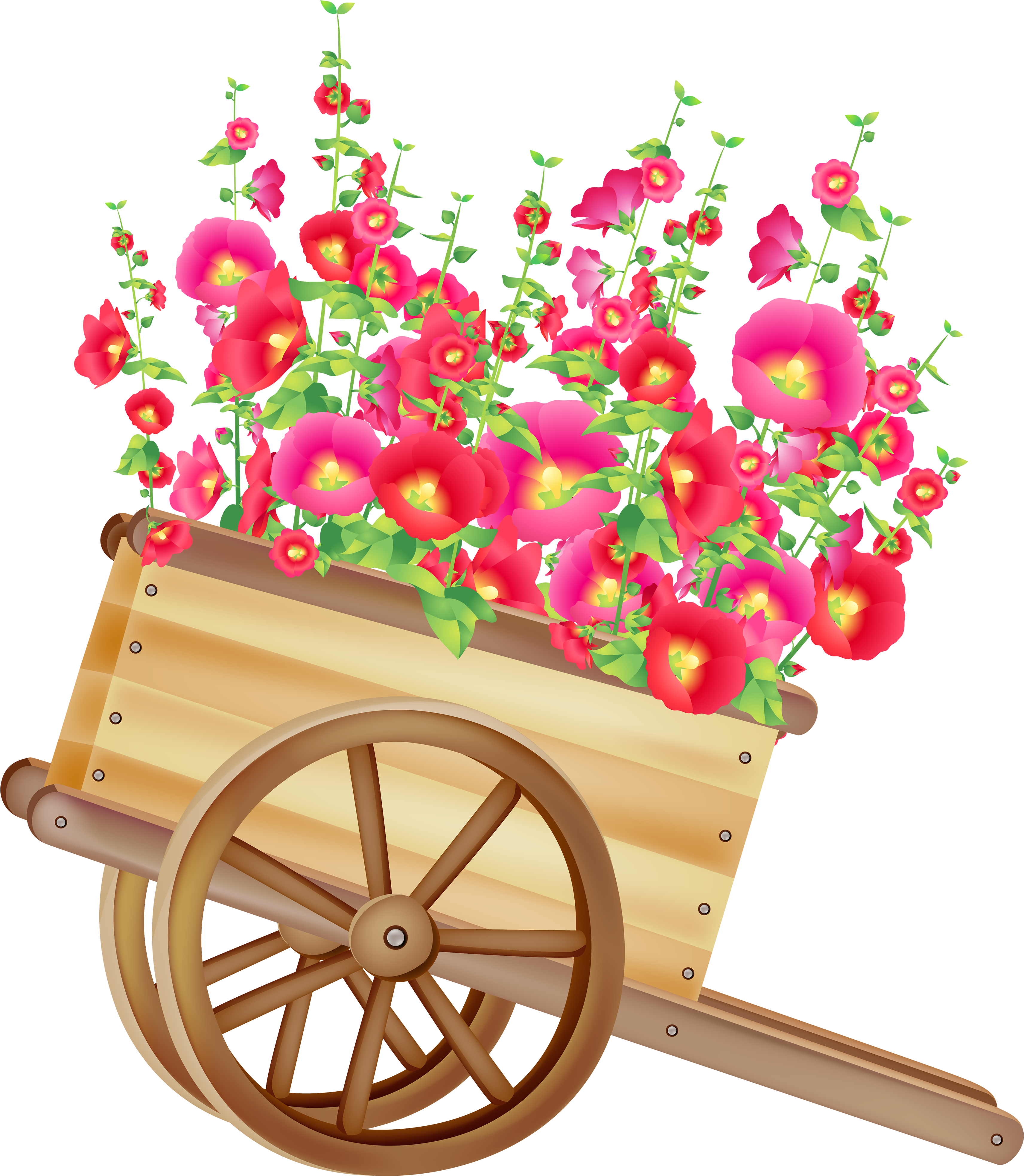 Wheelbarrow With Flowers Png Clipart - Wheelbarrow With Flowers Clipart (3500x4018)