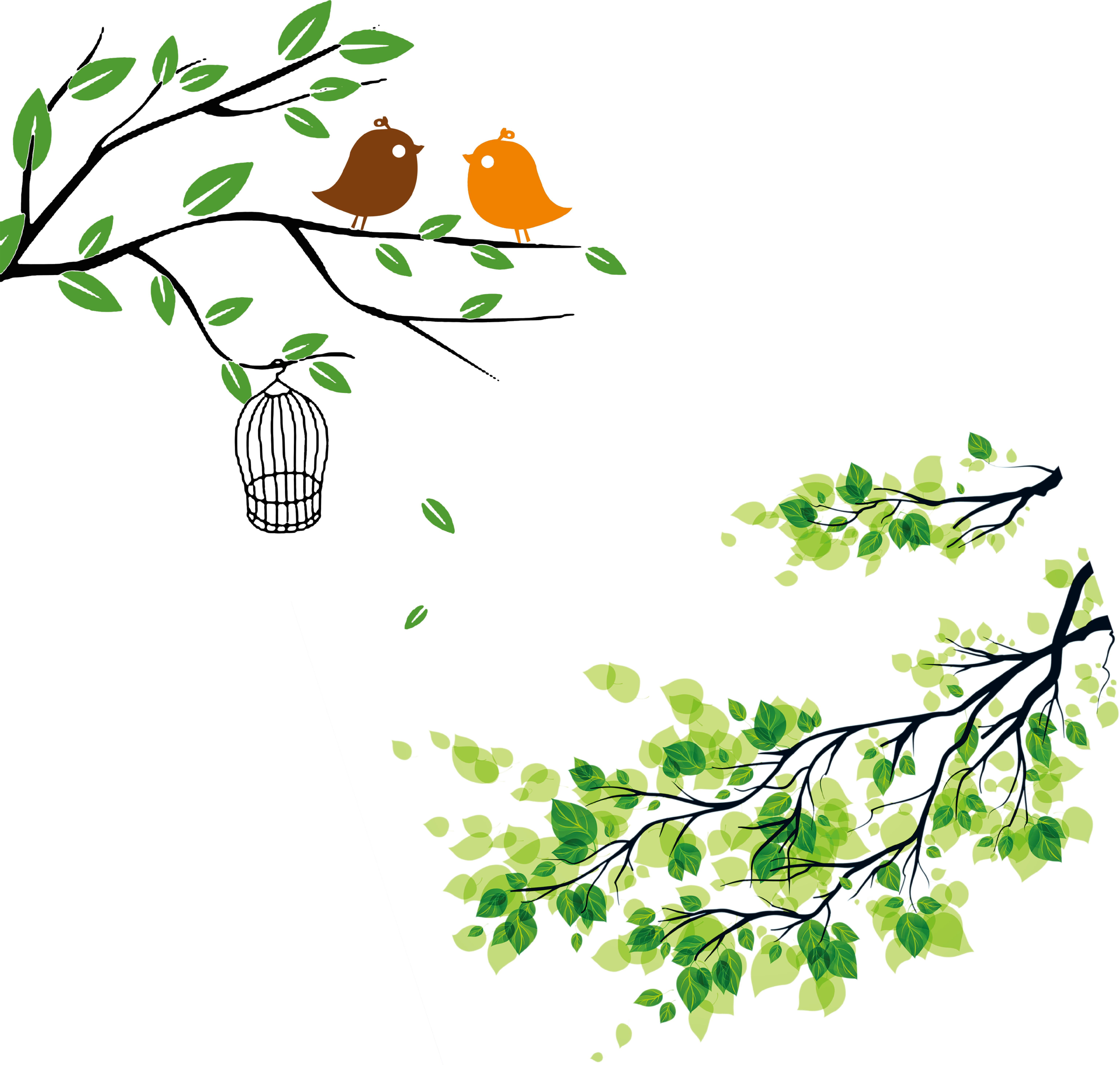 Leaf Twig U624bu6284u5831 Clip Art - Cartoon Tree Branch (6159x5855)
