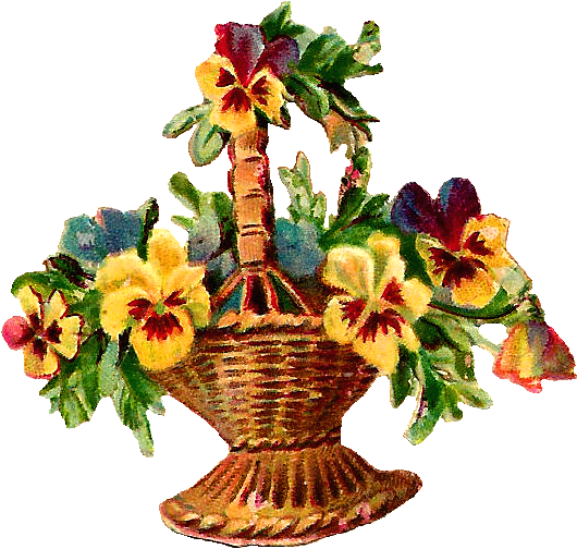 Free Vintage Digital Flower Basket Clip Art Of - Free Vintage Digital Flower Basket Clip Art Of (639x600)