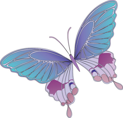 Cartoon Blue And Purple Butterfly Clipart - Cartoon Butterfly Png (500x481)