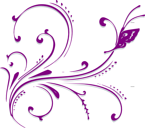 Purple Butterfly Border Clipart (600x532)