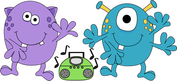 Dancing Monster Clip Art (600x276)
