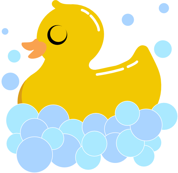 Rubber Duck In Bubbles Transparent (600x585)