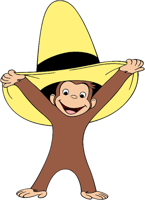 Curious George Wearing Yellow Hat - Curious George In The Yellow Hat (497x690)
