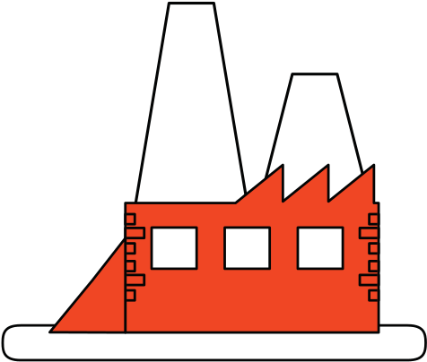 Color Silhouette Image Orange Building Industrial Factory - Illustration (550x550)