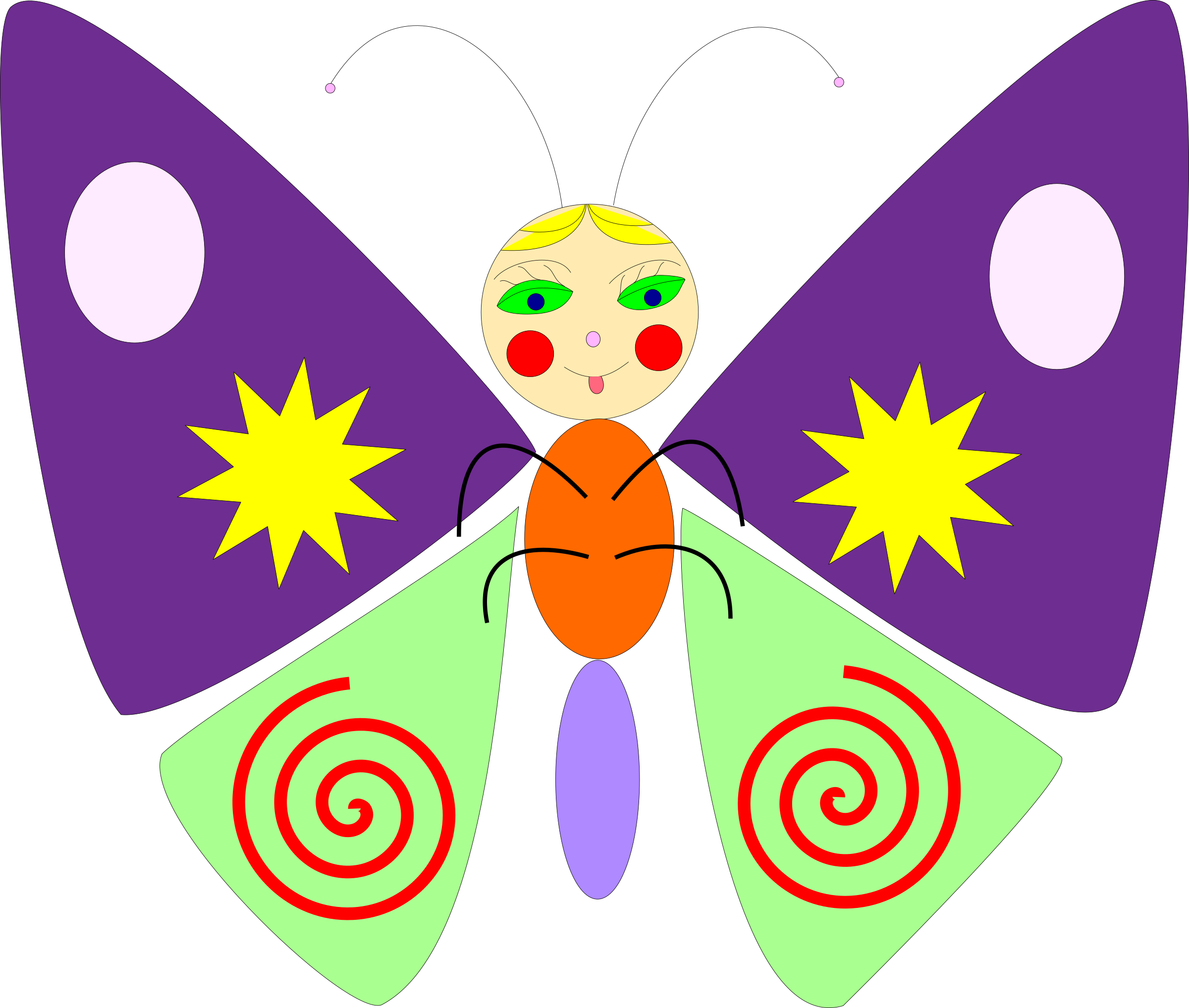 Creative Commons Clip Art - Butterfly Face Transparent (2400x2035)