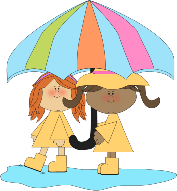 Tree Clip Art - Kids In The Rain Clip Art (350x379)