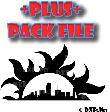 Dxf277-p Sun Cityscape Buildings Silhouette Modern - Autocad Dxf (400x400)