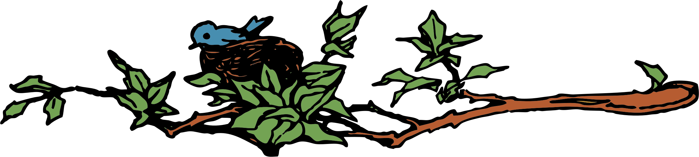 Bird's Nest Clipart Bird Nest - Bird Nest In Branch (3336x750)