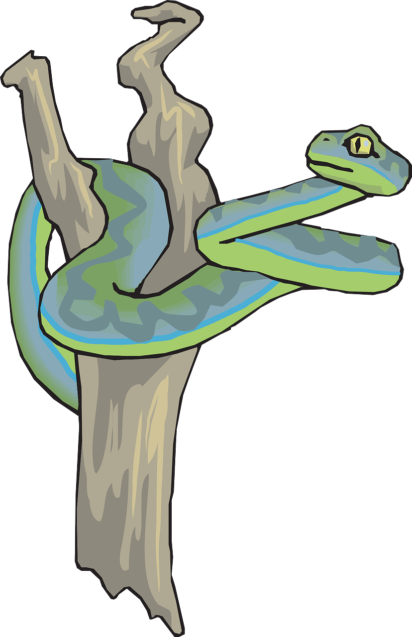 Snake Curled In A Tree Clip Art - Snake In A Tree (828x1280)
