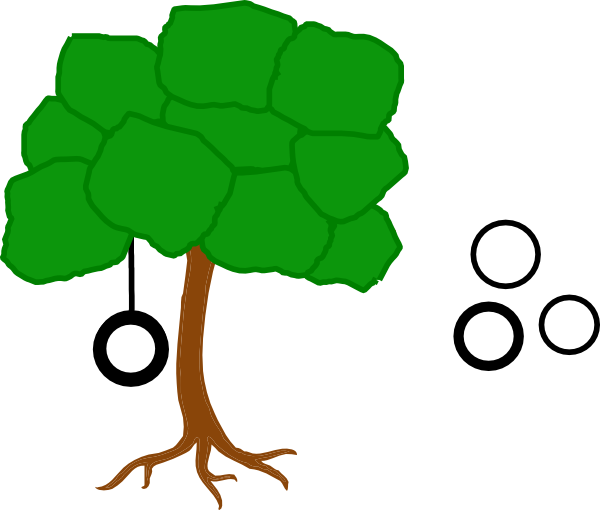 Tree Solid Color With Tire Swing Clip Art - Tree With A Swing Clip Art (600x510)