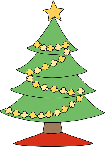 Popcorn Christmas Tree - Christmas Tree With Lights Clipart (358x500)