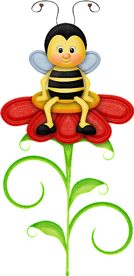 Bee Sitting On A Flower - Abelha Na Flor Png (445x900)