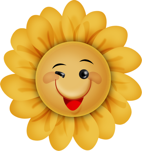 Happy Sunshineflower Clipartsmiley - Smiley Face Flower Clipart (490x521)