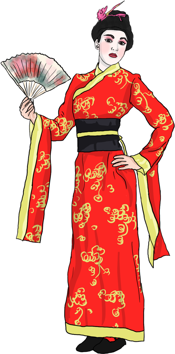 Chinese Clipart - Geisha Costume (800x1337)
