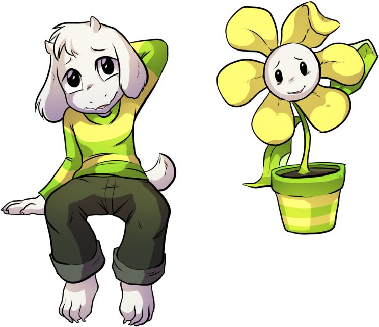 Flowey And Asriel By Pixel-prism - Flowey (800x715)