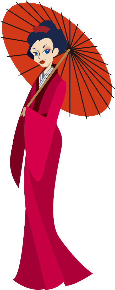 Pin Chinese Woman Clipart - Japanese Lady Clipart (605x1197)