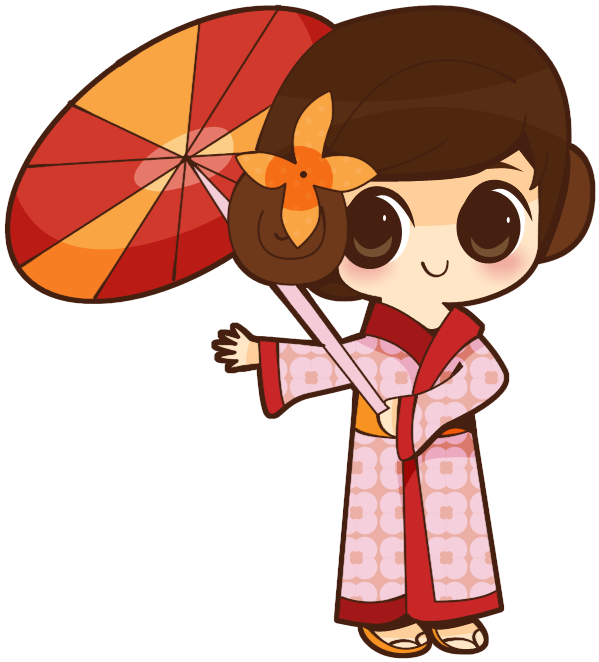 Japanese Woman With Salver - Japanese Cartoon (622x714)