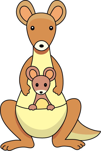 Kangaroo Clipart Kangaroo Baby In Pouch - Kangaroo And Baby Clipart (425x633)