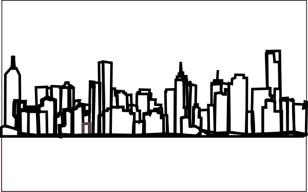 Skyline Clip Art - New York Skyline Drawing (600x373)