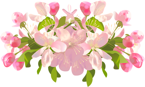 Cherry Tree Clipart Lilac Tree - Spring Flowers Transparent Background (600x362)