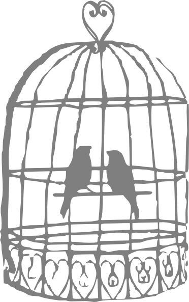 Drawn Birdcage Transparent - Birds In A Cage Drawing (372x593)