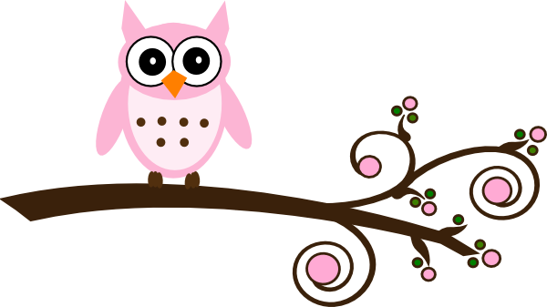 Pink And Green Owl Clip Art - Twin Girl Clip Art (600x337)