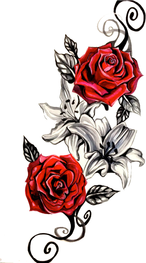 Tattoo Clipart Rose - Rose Tattoo Png (600x911)
