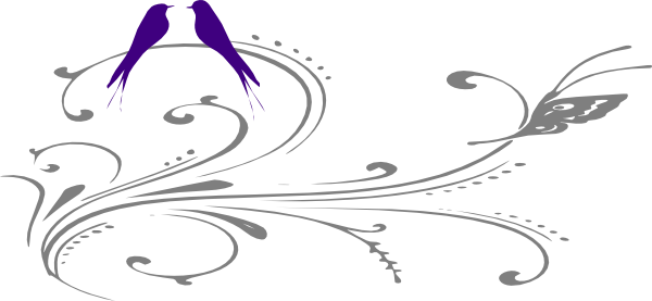 Purple Love Birds Clipart - Clip Art (600x277)