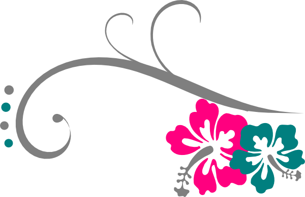 Hibiscus Swirl Clip Art At Clker - Island Baby - Blue Tile Coaster (600x389)