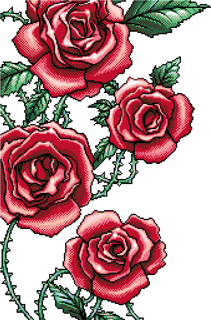 Pixel Art - Roses - Aesthetic Pixel Roses (712x1018)