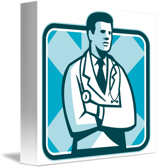 Medical Doctor Physician Stethoscope Standing Retr - Stethoscope (606x650)