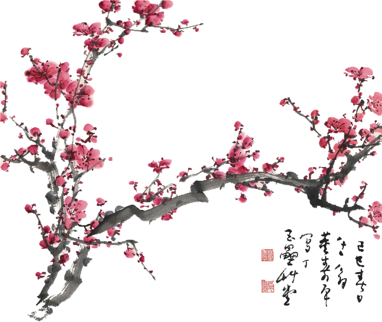 Ume Blossom Clipart Transparent - Plum Blossom Chinese Painting (1298x1118)