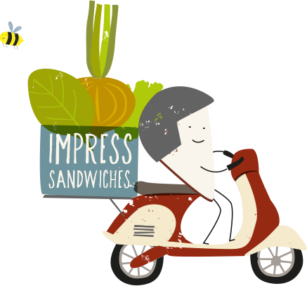 Delivery - Delivery Of Sandwiches Cartoon (437x408)