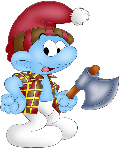 Funny Doctor Smurf Carrying Blue Axe - Cartoon (500x500)