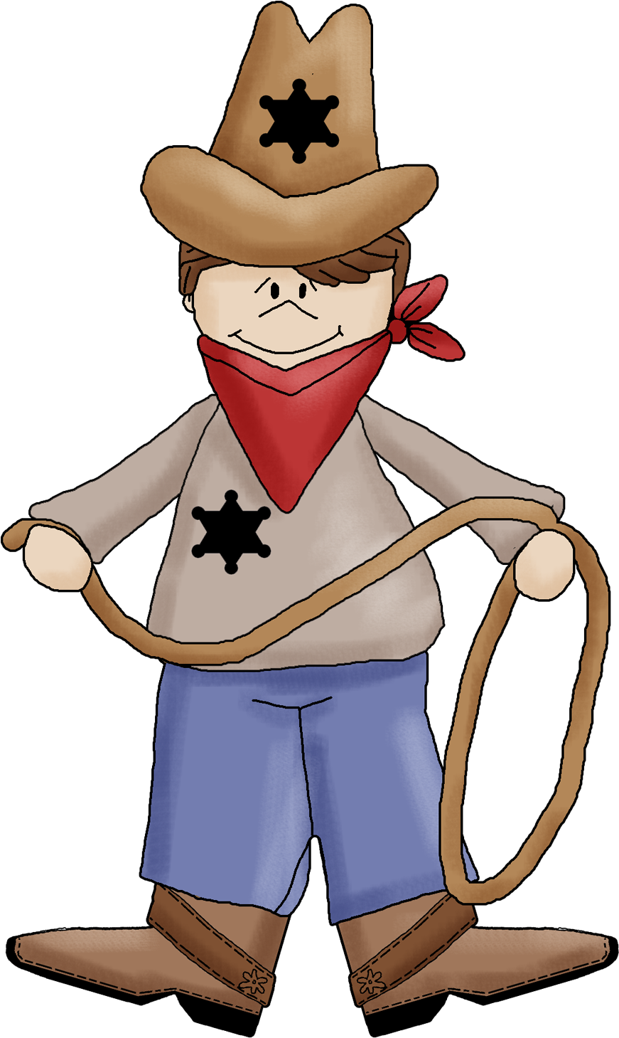 Funny Clipart Cowboy - Cartoon (900x1527)