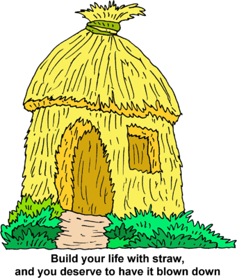 Straw House Clip Art - House Made Of Straw Cartoon (341x400)