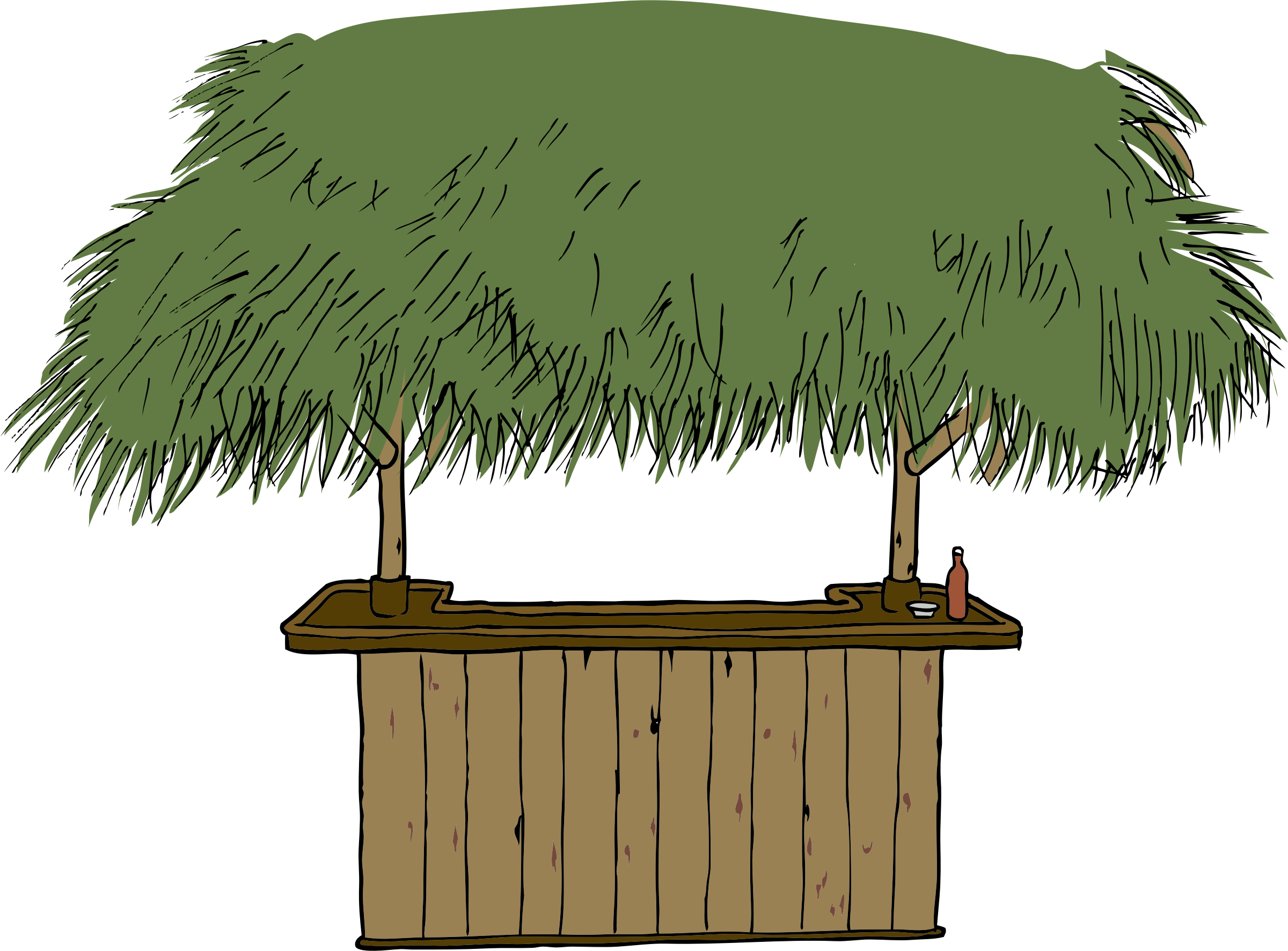 Beach, Hut - - Tiki Bar Clip Art (2400x1772)