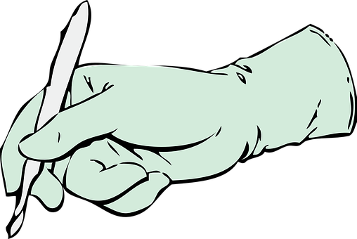 Scalpel Hand Gloved Medical Doctor Surgery - Scalpel Clipart (508x340)