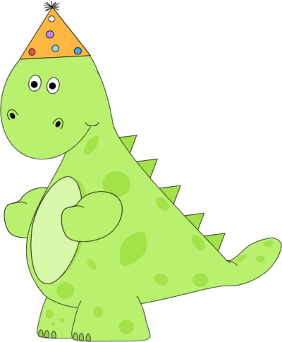 Birthday Dinosaur Wearing A Party Hat - Bumpasaurus420 (400x485)