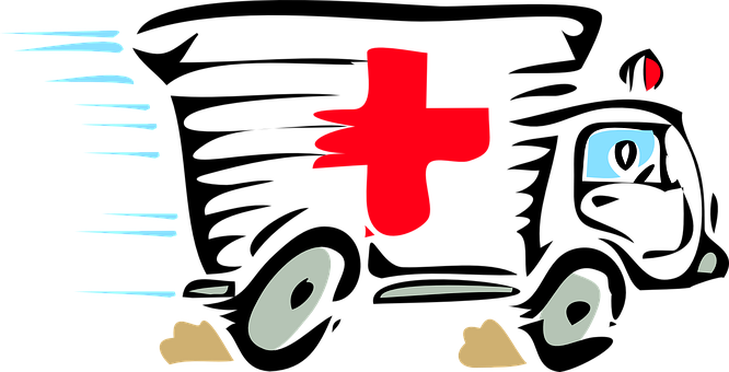 Ambulance Paramedic Red Cross Doctor Trans - Ambulance Clipart Transparent (666x340)